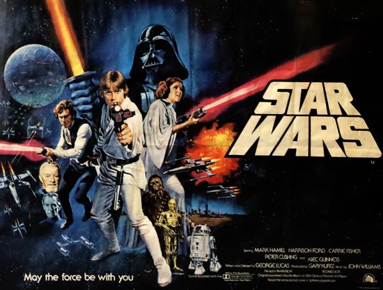 Star Wars (1977) British Quad film poster, Pre Academy Awards, Style C, 30 x 40 inches,